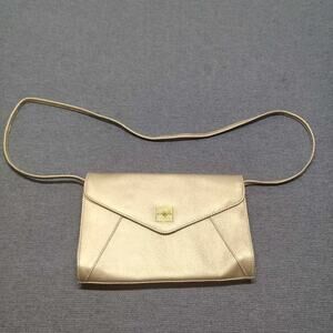 Gold Metallic Envelope Clutch Shoulder Bag Evening Bag Flap Chain Strap